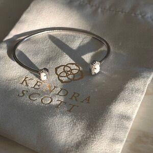 Kendra Scott Silver Open Bangle with White Stone Ends
